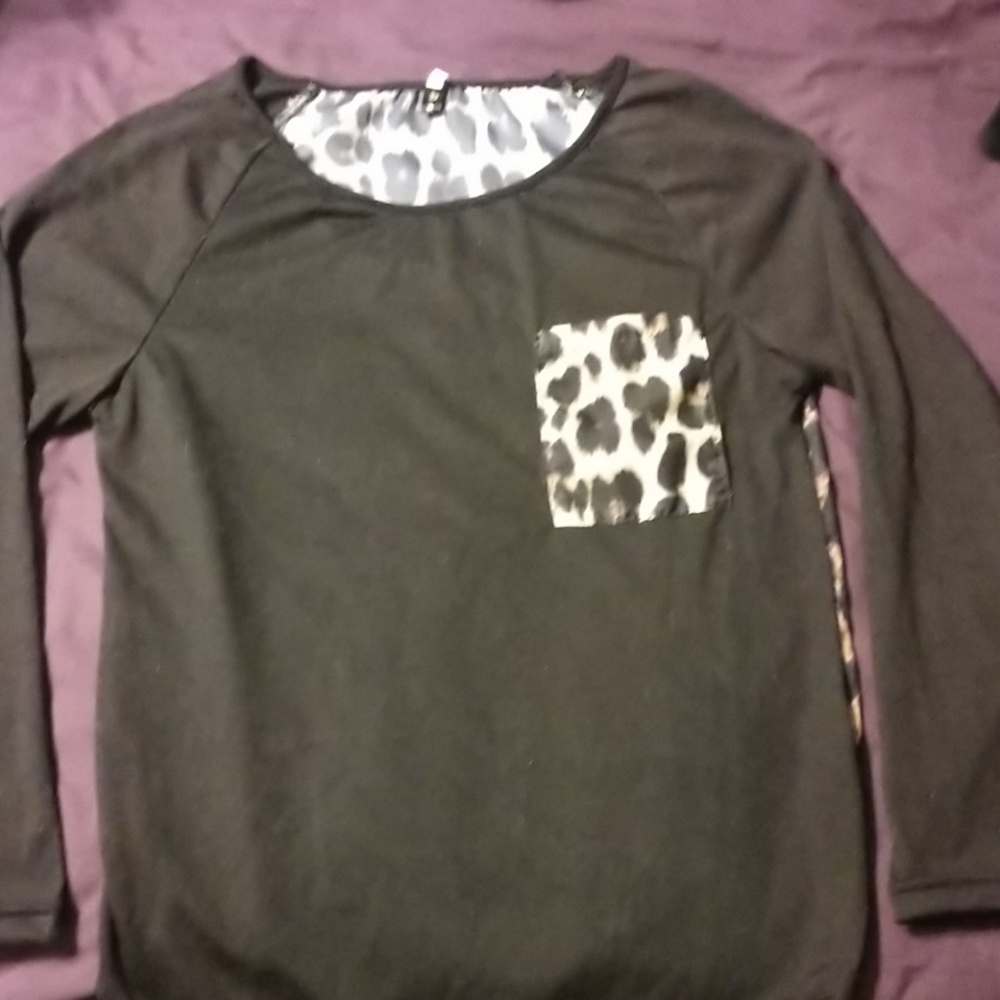 Black & Leopard women's long sleeve shirt